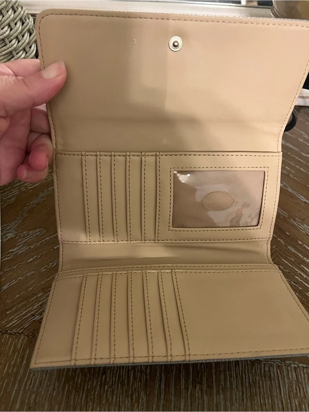 GUESS Quilted Signature Wallet in Beige with Gold Logo